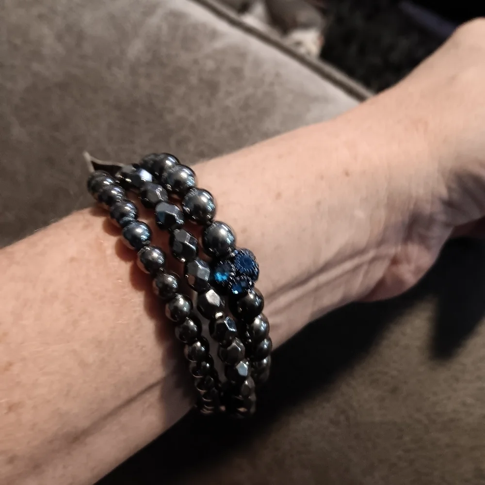 Paparazzi Silver and Blue Beaded Bracelet Set